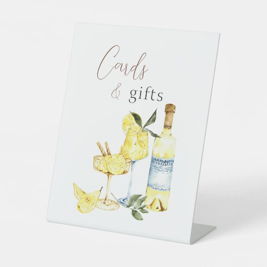 Limoncello Cocktail Brautparty Geschenke und Karte Sockelschild (Vorderseite)