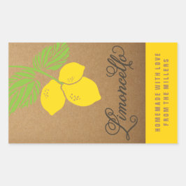 Limoncello-Etikett, kleines Rechteck, Zitronenaufk Rechteckiger Aufkleber