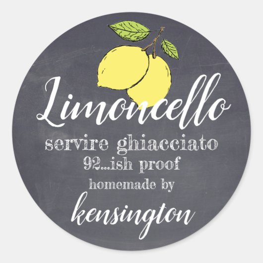Limoncello Flasche Etikett Faltschachtel Look Runder Aufkleber (Vorderseite)