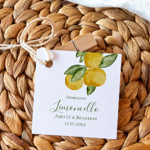 Limoncello Flaschenetikett Lemon Wasserfarben Geschenkanhänger