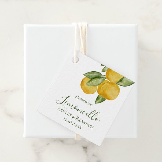 Limoncello Flaschenetikett Lemon Wasserfarben Geschenkanhänger (Beispiel)