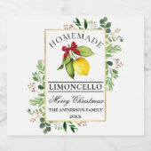 Limoncello Greenery Frohe Weihnachtsflaschen Label Schaumweinetikett (Einzelnes Label)