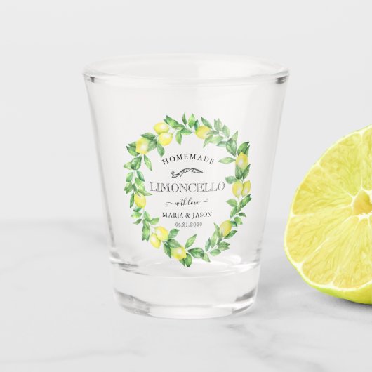Limoncello Greenery Personalisiert Monogram Fevor Schnapsglas (Vorderseite)