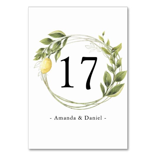 Limoncello Grüne Blumenzwiebelzahl Tischnummer (Rückseite)