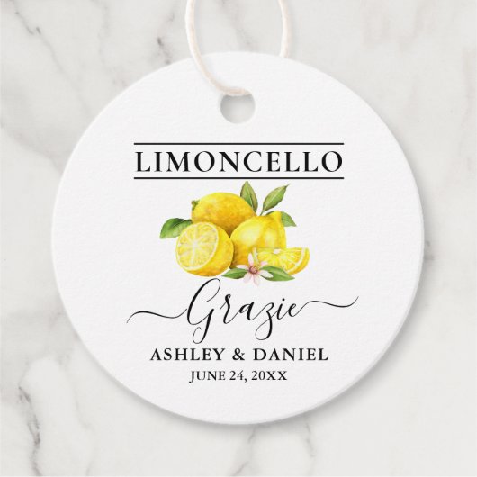 Limoncello Hochzeit Grazie Runde Geschenkanhänger (Vorderseite)