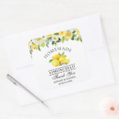 Limoncello Hochzeit mit floralen Lemons Quadratischer Aufkleber (Umschlag)