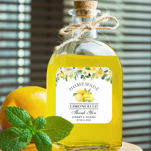 Limoncello Hochzeit mit floralen Lemons Quadratischer Aufkleber