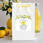 Limoncello Hochzeit mit floralen Lemons Quadratischer Aufkleber<br><div class="desc">Elegant Watercolor Gelbe Blumengrün Lemons hausgemachte Limoncello Hochzeit Danke Stickers</div>
