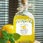 Limoncello Hochzeit mit floralen Lemons Quadratischer Aufkleber<br><div class="desc">Elegant Watercolor Gelbe Blumengrün Lemons hausgemachte Limoncello Hochzeit Danke Stickers</div>