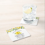 Limoncello Hochzeit mit floralen Lemons Rechteckiger Pappuntersetzer<br><div class="desc">Elegant Watercolor Gelbe Blumengrün Lemons Homemade Limoncello Hochzeit Vielen Dank Untersetzer</div>