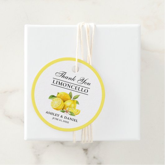 Limoncello Hochzeit Runde Geschenkanhänger (Beispiel)