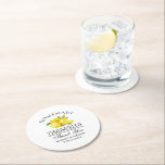 Limoncello Hochzeit Runder Pappuntersetzer<br><div class="desc">Elegantes Watercolor Lemons Grüne Villa Limoncello Hochzeit Vielen Dank Untersetzer</div>