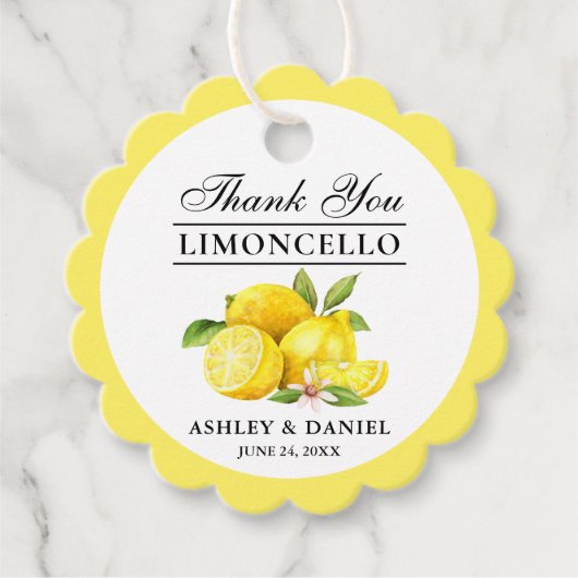Limoncello Hochzeitskala Geschenkanhänger (Vorderseite)
