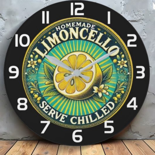  Limoncello Homemade Chilled  rustic bar  Große Wanduhr