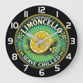  Limoncello Homemade Chilled  rustic bar  Große Wanduhr (Vorderseite)