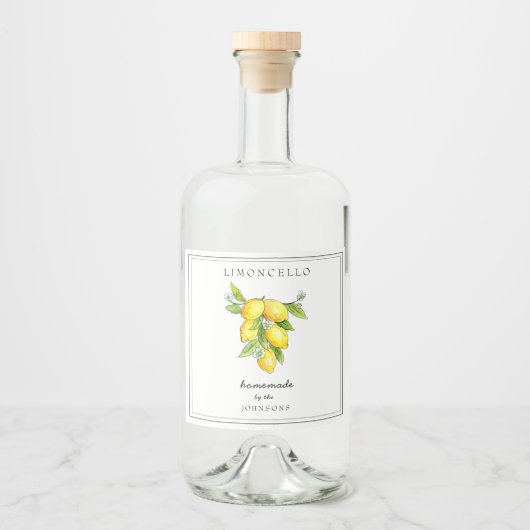 Limoncello im italienischen Stil Lemon Alkoholflaschenetikett (Vorderseite)