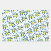 Limoncello Italian Blue Tiles Lemons Cocktail Geschenkpapier Set (Vorderseite)