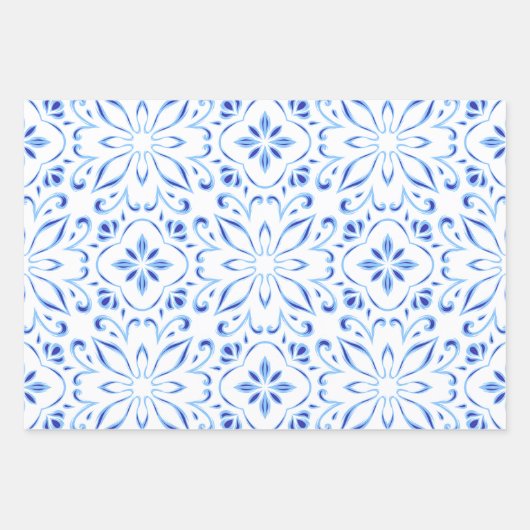 Limoncello Italian Blue Tiles Lemons Cocktail Geschenkpapier Set (Vorderseite 3)
