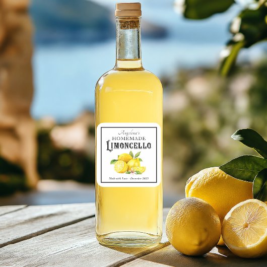 Limoncello Italienischer Likör mit dem Namen Quadratischer Aufkleber
