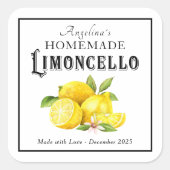 Limoncello Italienischer Likör mit dem Namen Quadratischer Aufkleber (Vorderseite)
