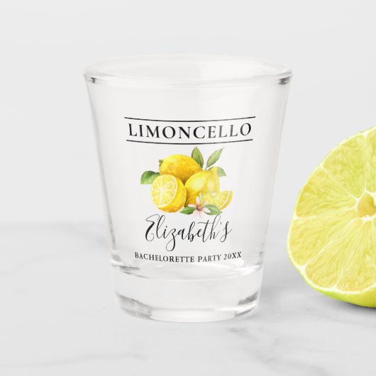 Limoncello Junggeselinnen-Abschied Schnapsglas (Vorderseite)