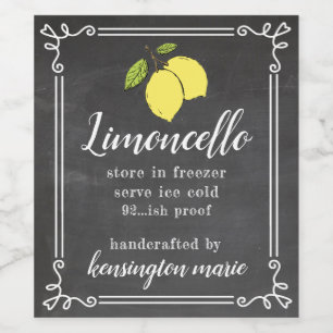 Limoncello Kreide Look Hohe Flaschenetikett   Selb Weinetikett