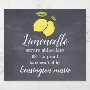 Limoncello Kreidetafel-Look für kleine Flasche Alkoholflaschenetikett