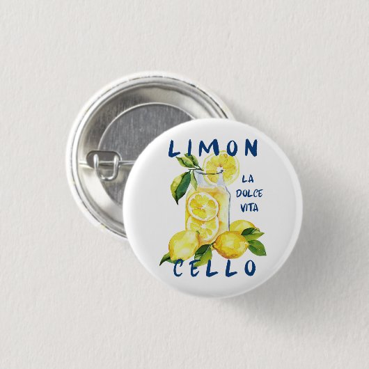 Limoncello La Dolce Vita Souvenir Italy Lover Button (Vorne & Hinten)