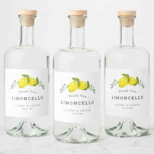 Limoncello Lemon Citrus Floral Wedding Alkoholflaschenetikett