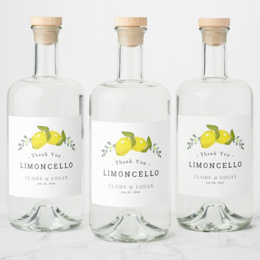 Limoncello Lemon Citrus Floral Wedding Alkoholflaschenetikett (Flaschen)