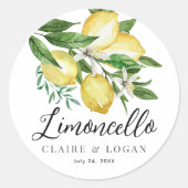 Limoncello Lemon Citrus Floral Wedding Runder Aufkleber (Vorderseite)