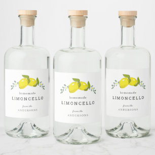 Limoncello Lemon Floral White Alkoholflaschenetikett