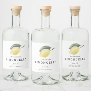 Limoncello Lemon Floral White Alkoholflaschenetikett