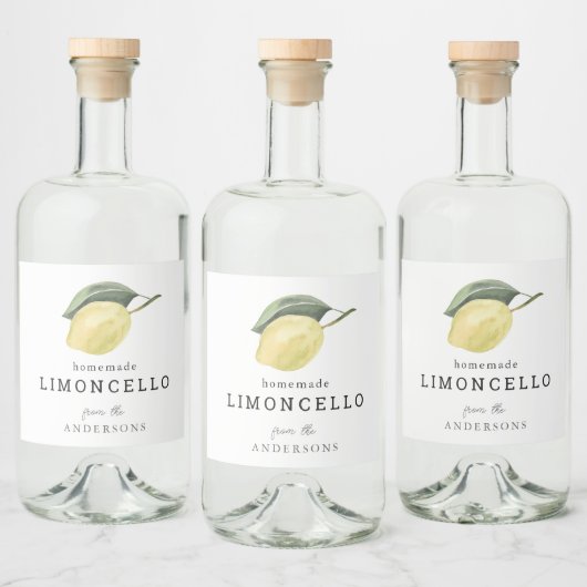 Limoncello Lemon Floral White Alkoholflaschenetikett (Flaschen)