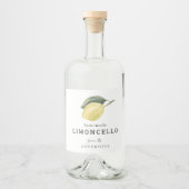 Limoncello Lemon Floral White Alkoholflaschenetikett (Vorderseite)