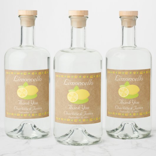 Limoncello Lemon Fruit Personalisiert Vielen Dank Alkoholflaschenetikett (Flaschen)