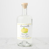 Limoncello Lemon Fruit Personalisiert Vielen Dank Alkoholflaschenetikett (Vorderseite)
