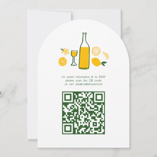 Limoncello Lemonade CUSTOM QR Arch Brautparty Einladung (Rückseite)