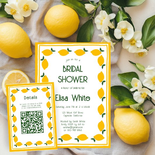 Limoncello Lemonade CUSTOM QR Brautparty Begleitkarte