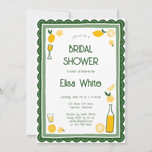 Limoncello Lemonade CUSTOM QR Brautparty Einladung (Vorderseite)