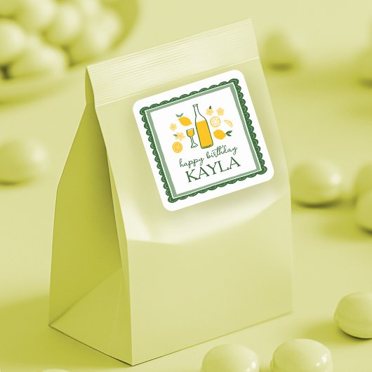 Limoncello Lemonade Lemon CUSTOM Geburtstag Quadratischer Aufkleber