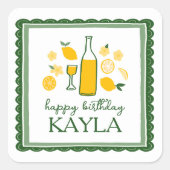 Limoncello Lemonade Lemon CUSTOM Geburtstag Quadratischer Aufkleber (Vorderseite)