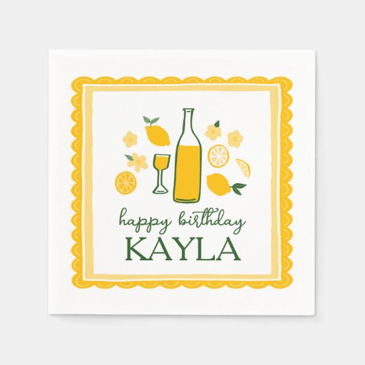 Limoncello Lemonade Lemon CUSTOM Geburtstag Serviette (Vorderseite)