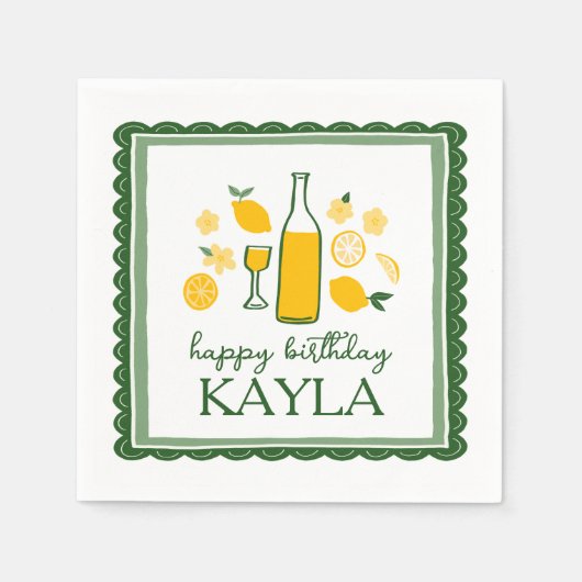 Limoncello Lemonade Lemon CUSTOM Geburtstag Serviette (Vorderseite)
