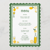 Limoncello Lemonade Lemons CUSTOM Brautparty Menükarte (Vorderseite)