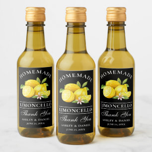 Limoncello Lemons Dank Black Mini Flaschen Labels Weinetikett