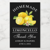 Limoncello Lemons Dank Black Mini Flaschen Labels Weinetikett (Einzelnes Label)