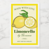 Limoncello LiQueur | Limoncino Lemons Lebensmitteletikett (Einzelnes Label)