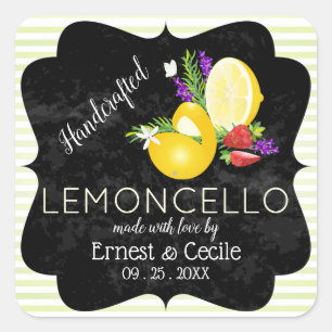 Limoncello-Schultafel-Look Hochzeit Quadratischer Aufkleber