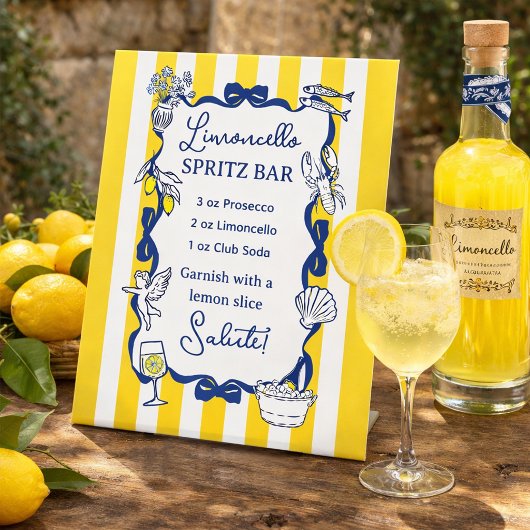 Limoncello Spritz Bar Yellow Stripe La Dolce Vita Sockelschild